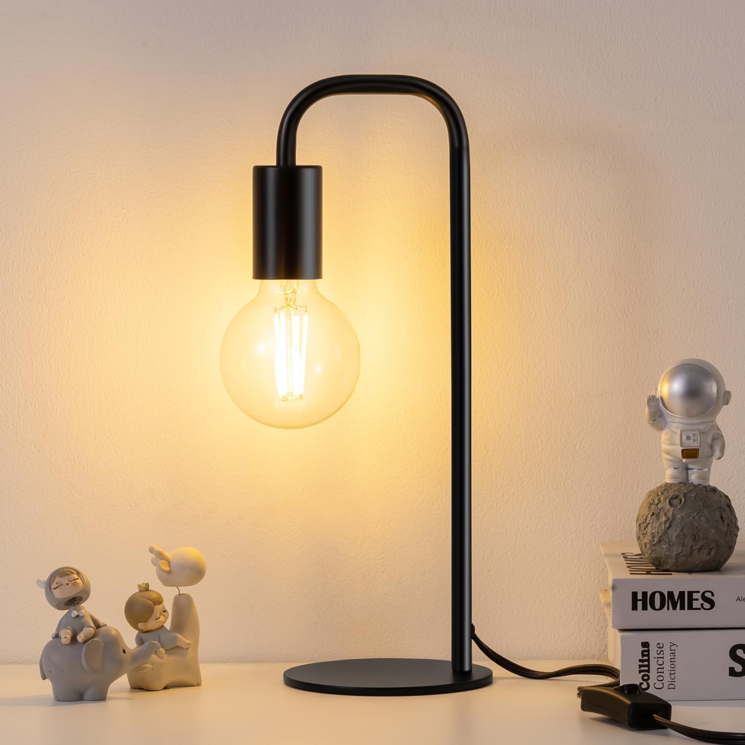 Table Lamp for Bedroom, Small Table Lamps for Bedside with Wire Switch
