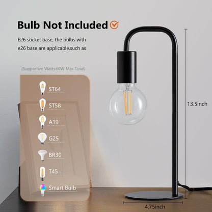 Table Lamp for Bedroom, Small Table Lamps for Bedside with Wire Switch