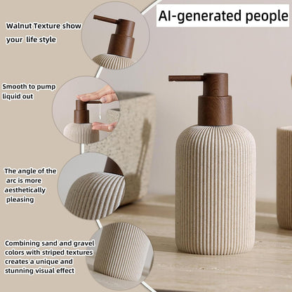 Bathroom Accessories Set, 5 PCS Modern Bath Organizer, Beige