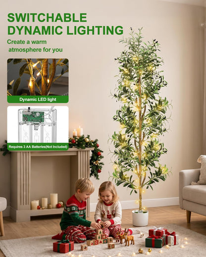 Olive Trees Artificial Indoor 7Ft Tall Faux Plants Large Fake Olivos Tree