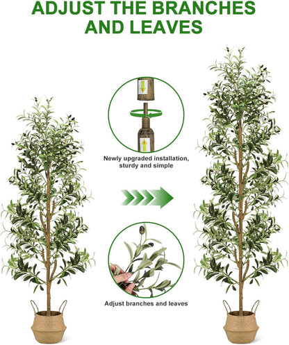 Olive Trees Artificial Indoor 7Ft Tall Faux Plants Large Fake Olivos Tree
