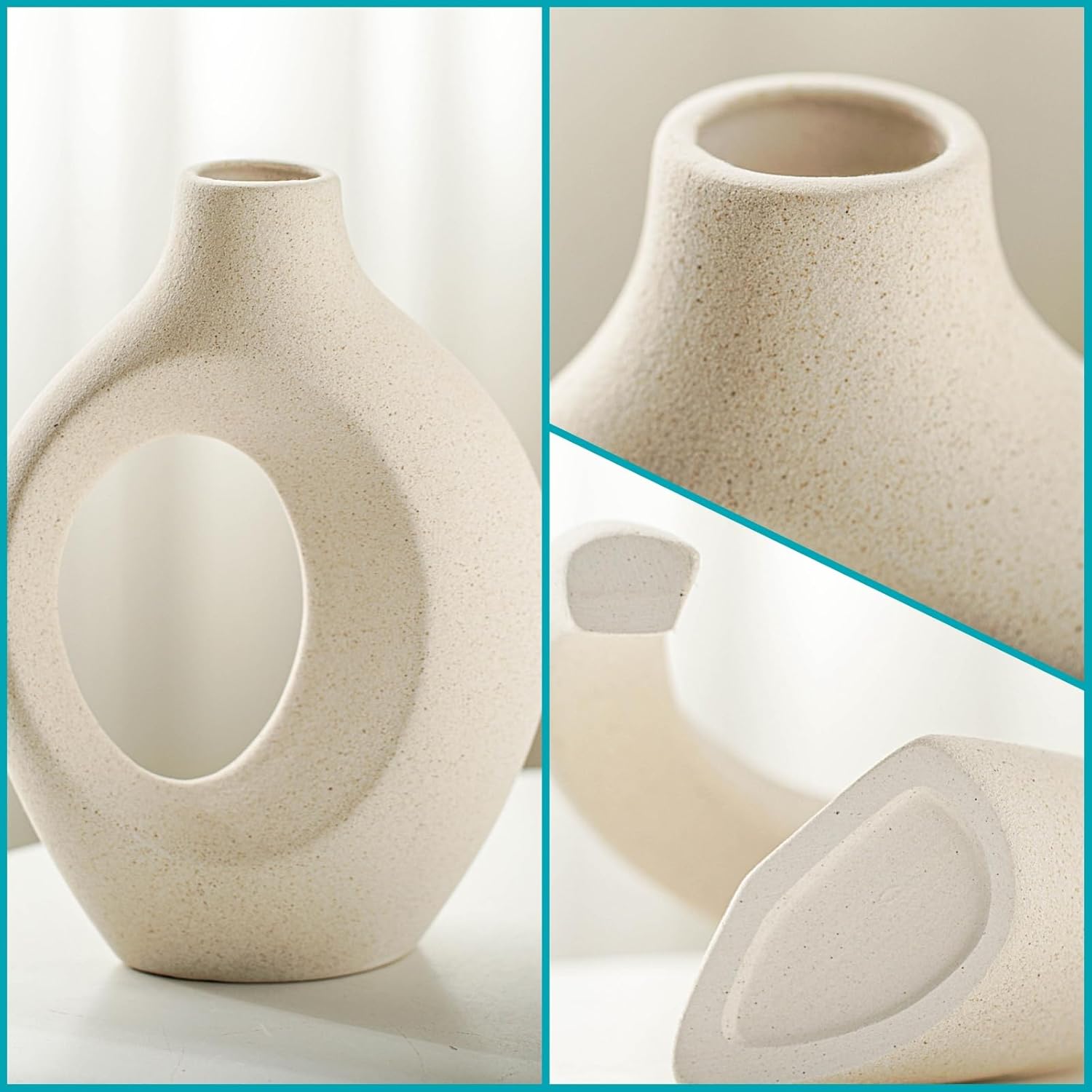 Lvases Snuggle Hollow Ceramic Vase Set of 2 for Boho Tabletop Home Decor