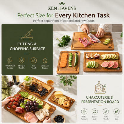 Zen Havens Premium Bamboo Cutting Board Set - Product Packaging