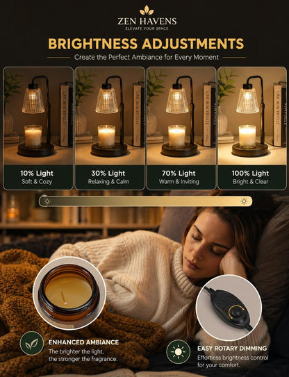 Zen Havens Candle Warmer - 2 Bulbs Included, UL ETL Certified, Thick Copper Wire