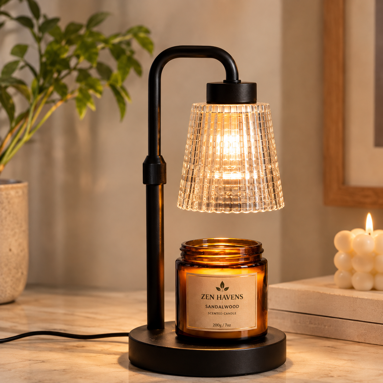Zen Havens Candle Warmer Lamp with Timer & Dimmer | Flameless Safe Candle Lamp